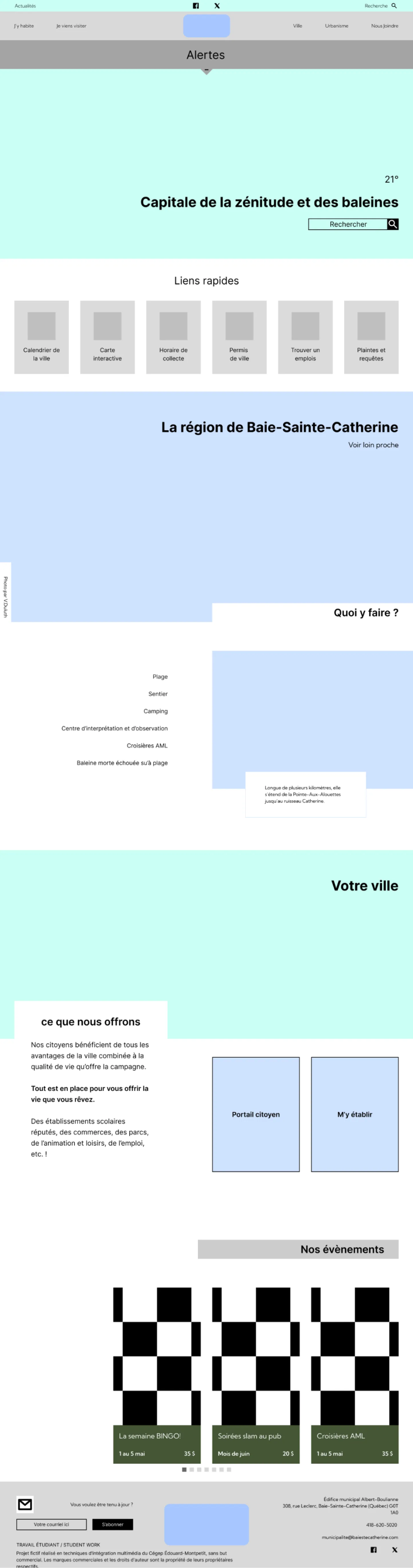 Wireframe page d'accueil